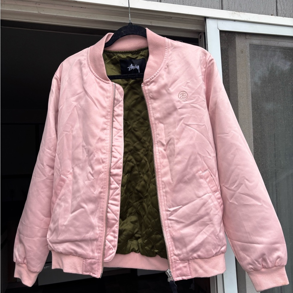 Stussy Pink Quilted Bomber Jacket
